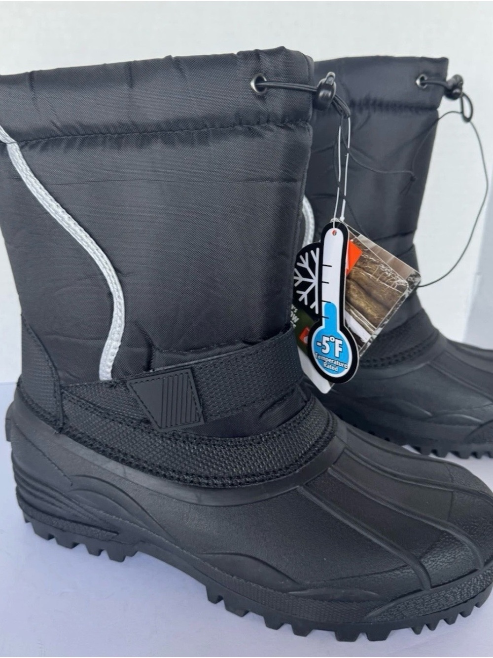 BRAND NEW Mens Ozark Trail Black Winter Snow Boots with Reflective Trim
